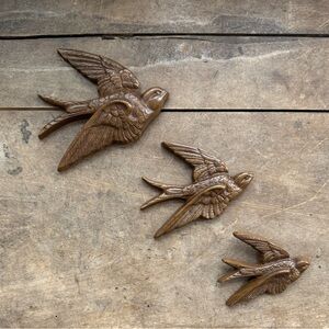 VINTAGE BURWOOD PRODUCTS CO SET OF 3 FLYING SWALLOW BIRDS 1980s WALL DECOR